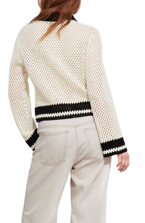 Shop & Other Stories Cotton Crochet Cardigan In Off White/black Contrast