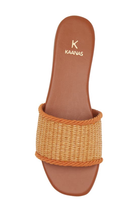 Shop Kaanas Azurita Basketweave Slide Sandal In Brandy