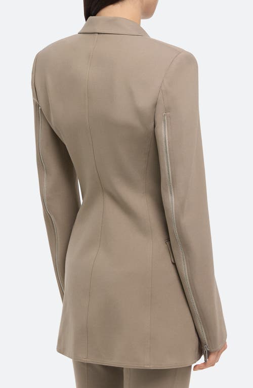 Shop Helmut Lang Roma Zip Sleeve Single Breasted Ponte Knit Blazer In Taupe