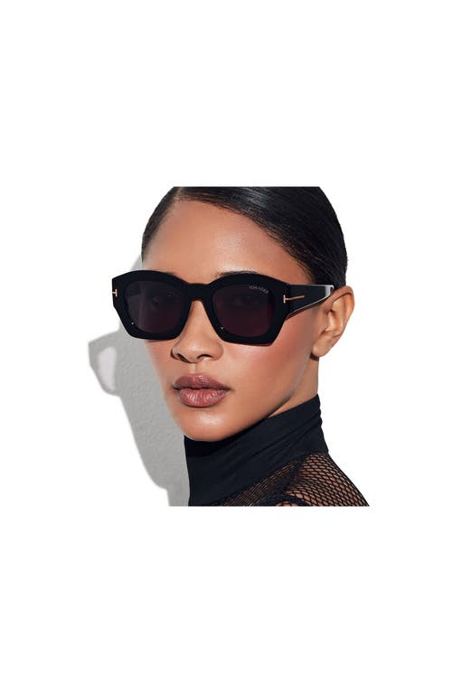Shop Tom Ford Guilliana 52mm Geometric Sunglasses In Shiny Black/smoke