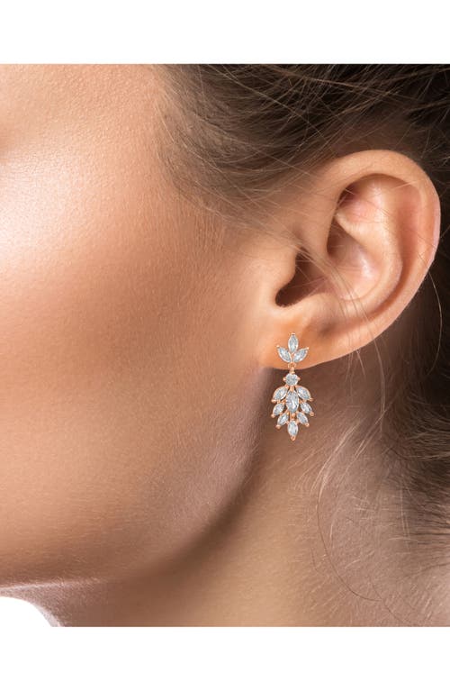 Cz By Kenneth Jay Lane Marquise Cz Leaf Shape Drop Earrings In Clear/rose Gold