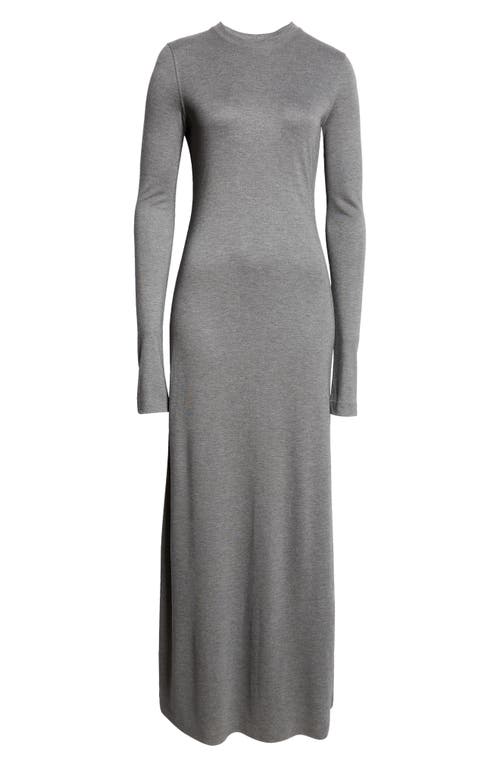 Shop Totême Toteme Long Sleeve Jersey Maxi Dress In Grey Melange