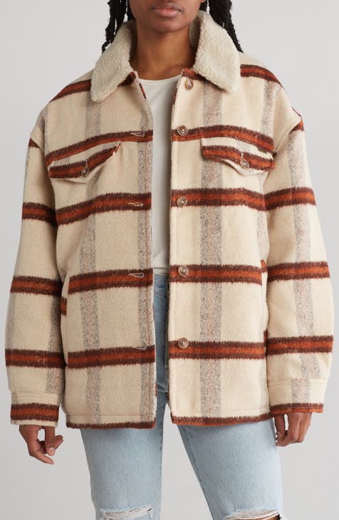 Lucky Charm Faux Shearling Plaid Jacket