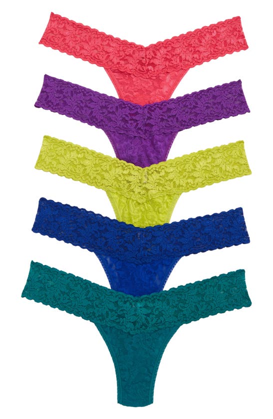 HANKY PANKY 5-PACK LOW RISE LACE THONGS