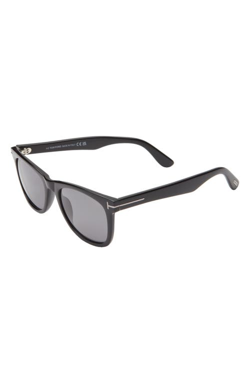 Shop Tom Ford Kevyn 52mm Polarized Square Sunglasses In Shiny Black/smoke