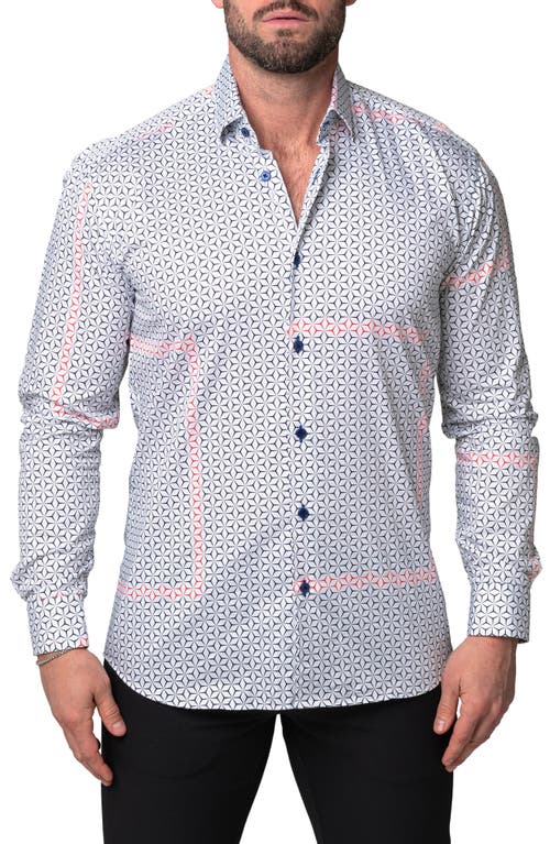 Maceoo Fibonacci Brackets Cotton Button-Up Shirt in White