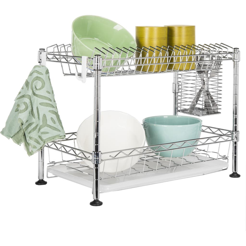 Jonathan Y Brooklyn 24" Adjustable Dish Rack, Chrome In Chrome