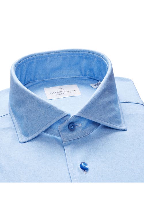 Shop Emanuel Berg Modern Fit 4flex Knit Dress Shirt In Bright Blue