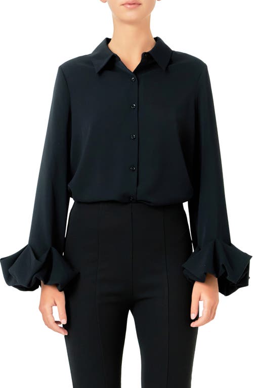 Shop Endless Rose Bubble Cuff Shirt In Black