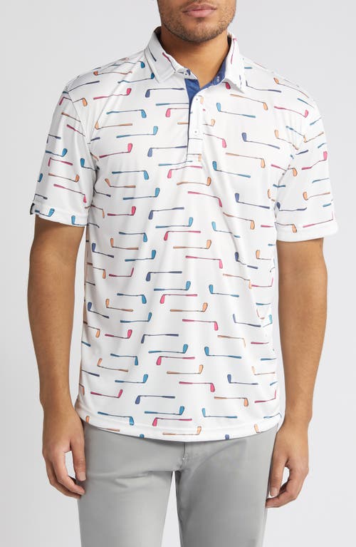 Swannies Golf Club Print Polo White at Nordstrom,