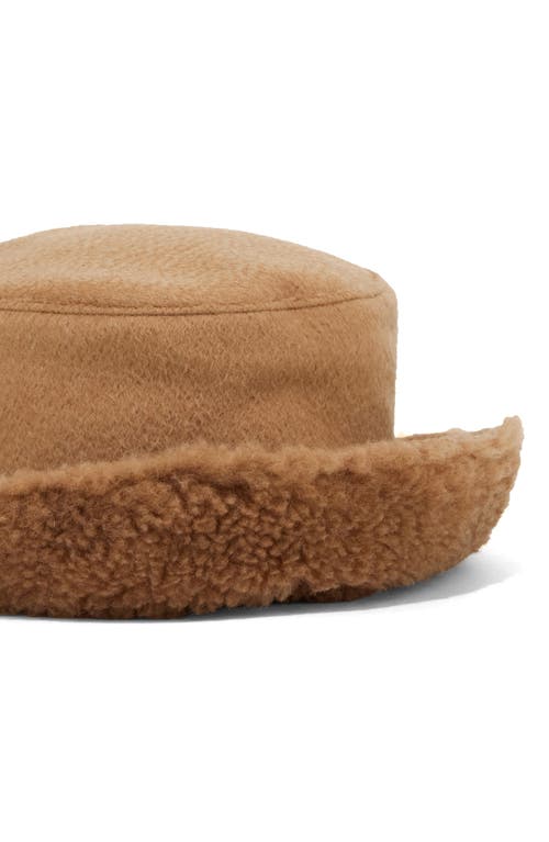 Max Mara Reversible Teddy Fabric And Camel Colour Hat In Camel