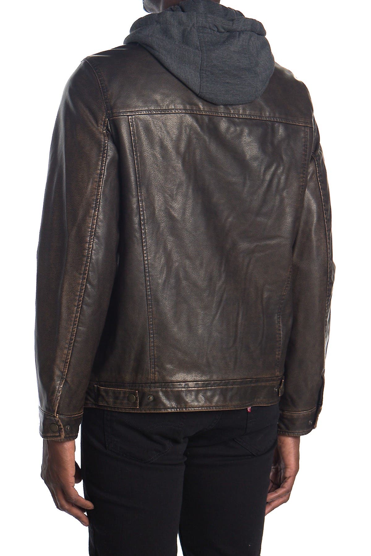 levi's faux leather hooded jacket