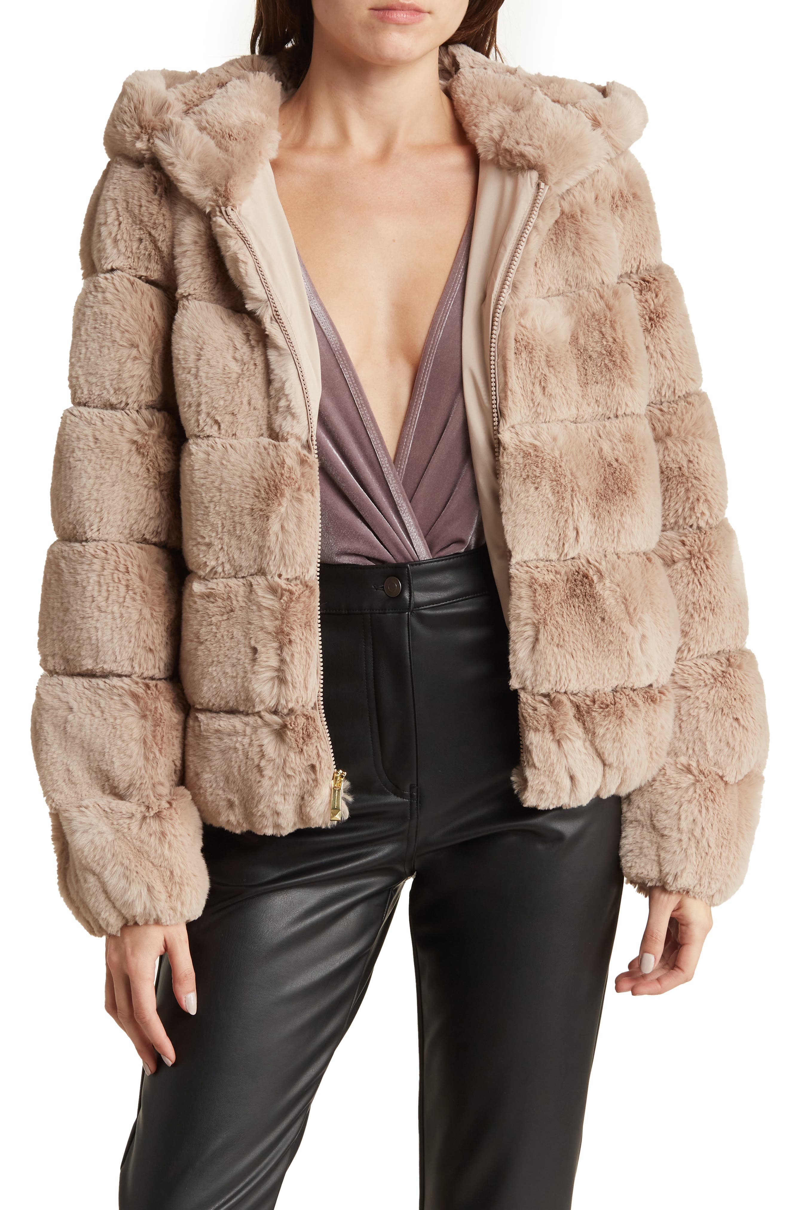 Brown M discount 47% J'aime Love Long coat WOMEN FASHION Coats Fur 