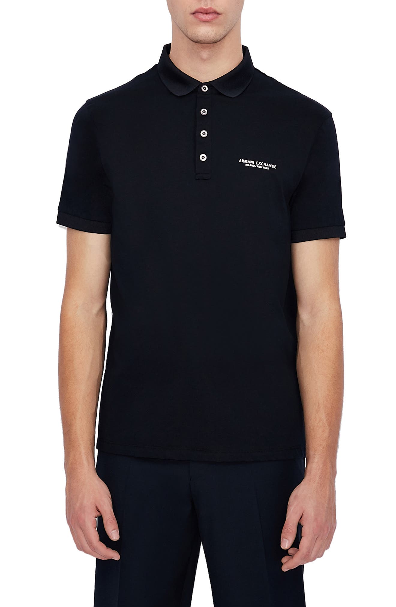 Mens T-shirts Armani Exchange T-shirts Armani Exchange Cotton Polo Shirt in Black for Men 