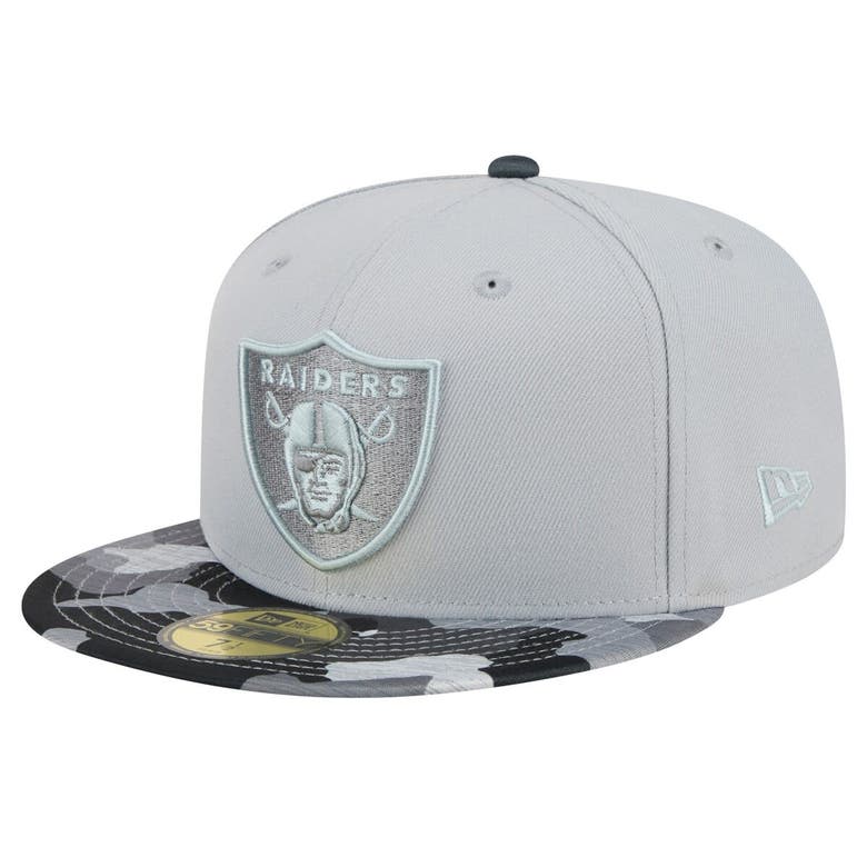 Shop New Era Gray Las Vegas Raiders Active Camo 59fifty Fitted Hat