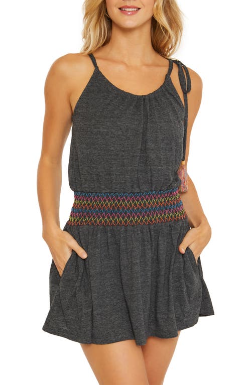 Sunset Embroidered Cover-Up Dress in Charcoal