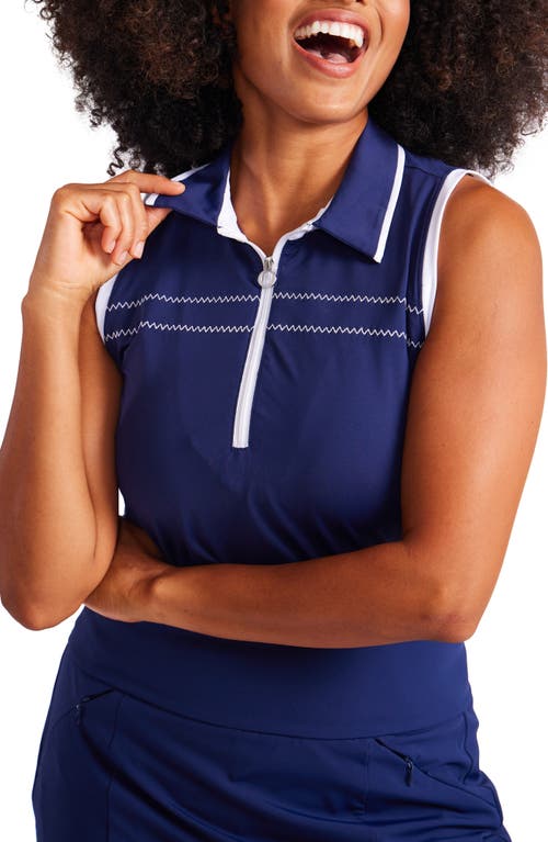 Sunkissed Jersey Polo Golf Tank in Navy Blue