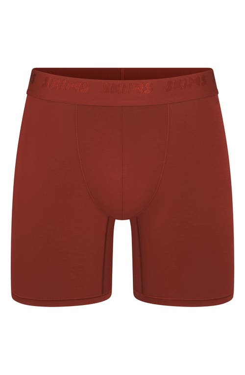 Shop Skims 5-inch Stretch Modal Boxer Briefs In Rust