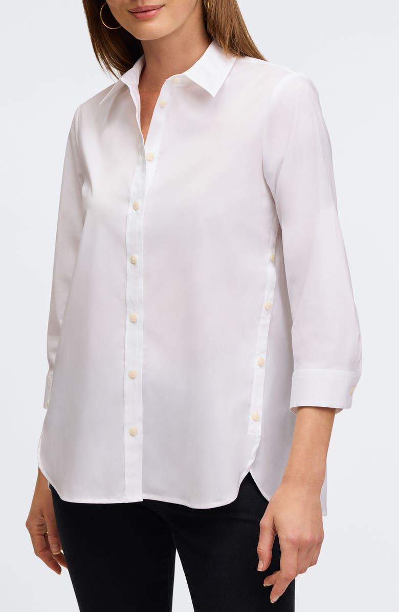 Foxcroft Juliet Three-Quarter Sleeve Button-Up Shirt, Main, color, White