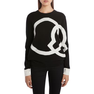 Moncler Interlocking Intarsia Logo Wool & Cashmere Sweater, Black