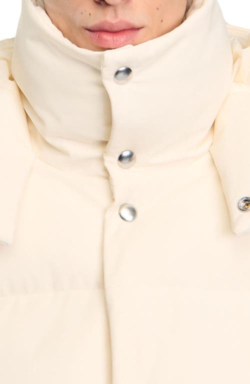 Shop Sandro Quilted Puffer Jacket In Cream