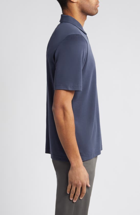 Johnston & Murphy Bird's Eye Quarter Zip Polo In Navy