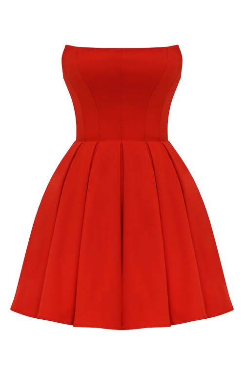 House Of Cb Womens Italian Tomato Emmanuela Strapless Woven Mini Dress In Flame Scarlet