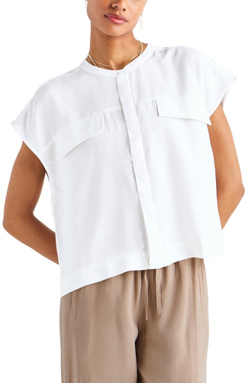 Kamryn Boxy Short Sleeve Button-Up Shirt in White