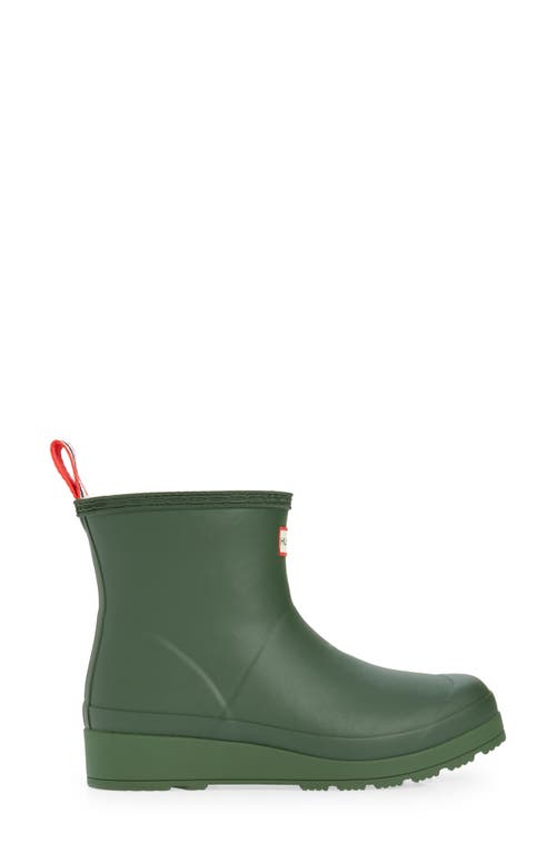 Shop Hunter Play Short Faux Shearling Lined Waterproof Rain Boot In Flexing Green/white Willow