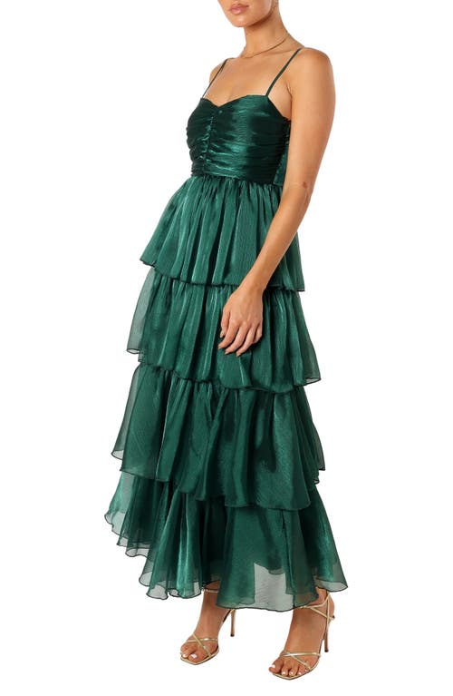 Petal And Pup Petal & Pup Jace Tiered Satin Gown In Green
