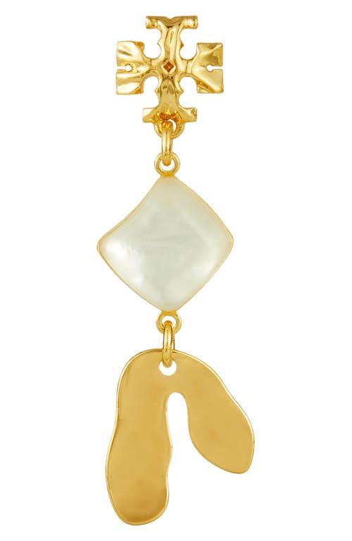 Shop Tory Burch Roxanne Small Double Drop Earrings In Gold/mother Of Pearl