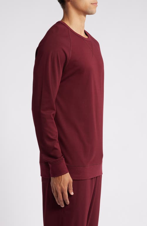 Shop Daniel Buchler Long Sleeve Rayon Blend Lounge T-shirt In Wine