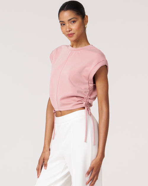 Shop Rebody Active Nadine Scuba Shirring Top In Pink