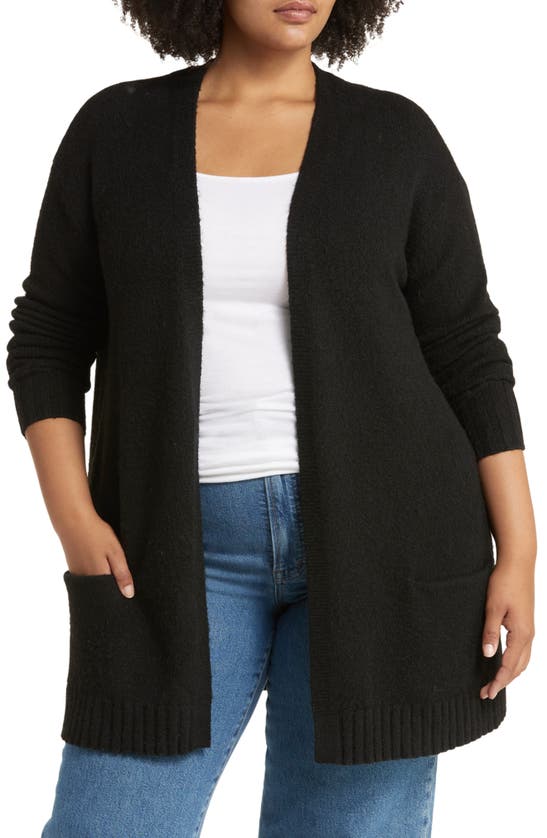 Caslon Open Front Cardigan In Black