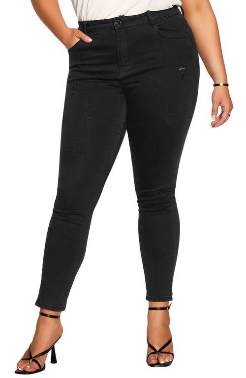 City Chic Chill Out Ankle Skinny Jeans in Black Wash