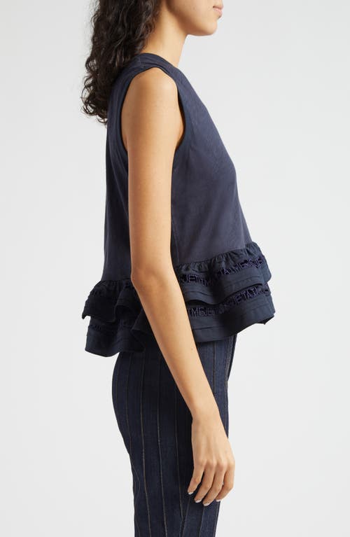 Shop Cinq À Sept Landri Layered Ruffle Tank In Navy