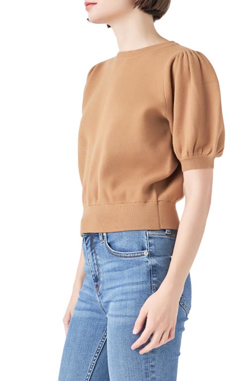 Shop English Factory Puff Sleeve Sweater In Taupe