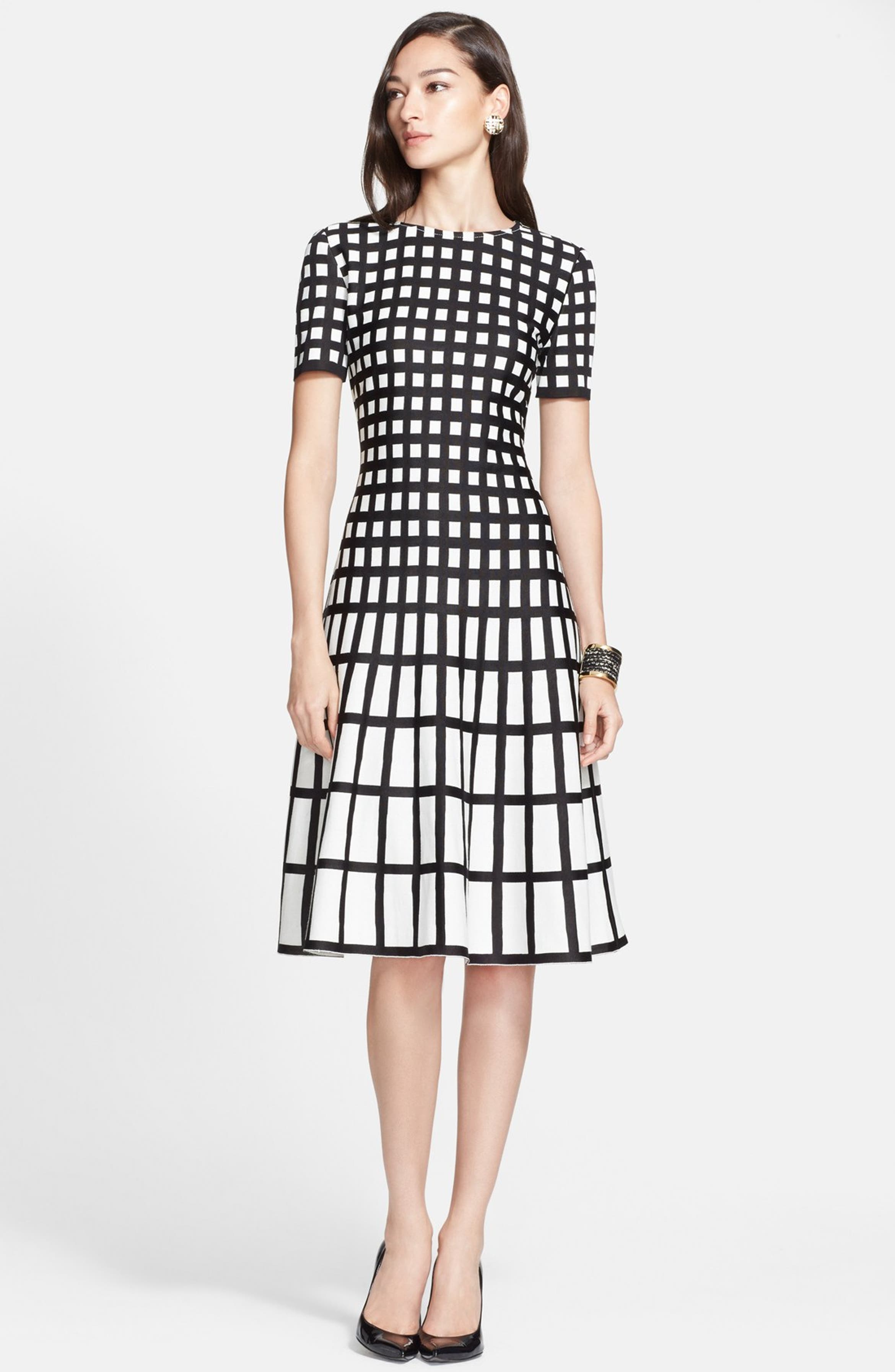 St. John Collection Tubular Box Knit Flared Dress | Nordstrom