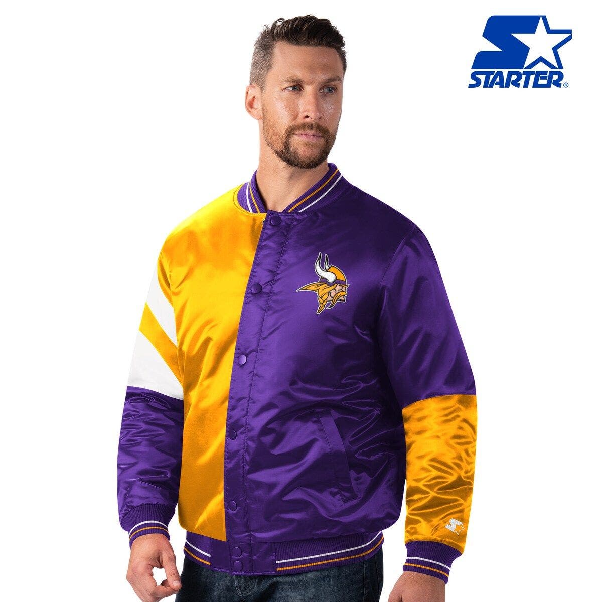 90s Minnesota Vikings Purple Bomber Satin Jacket