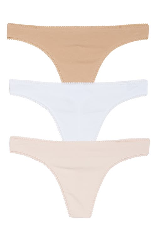 On Gossamer Cabana Cotton Blend Hip-g Thongs, Set Of 3 In Champagne/blush/white