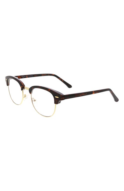Oscar De La Renta 49mm Retro Half Rim Blue Light Blocking Glasses In Dark Demi