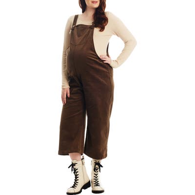 Everly Grey Carlita Maternity/nursing Crop Overalls, Green