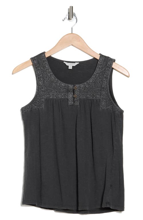 Shop Lucky Brand Embroidered Yoke Tank In Raven