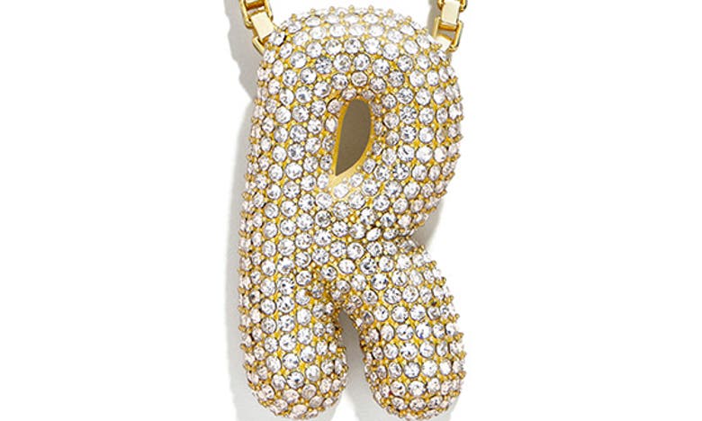 Shop Baublebar Pavé Crystal Bubble Initial Pendant Necklace In Gold R