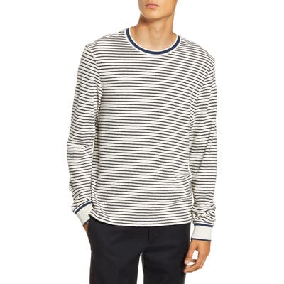 Club Monaco Refined Stripe Terry Crewneck Sweater, Blue