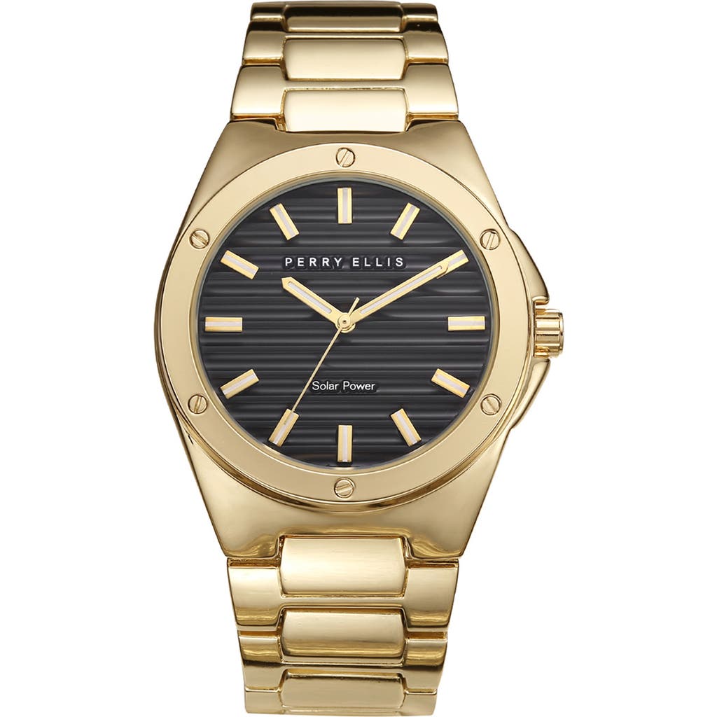 Perry Ellis Solar Powered Quartz Bracelet Watch, 41mm In Gold
