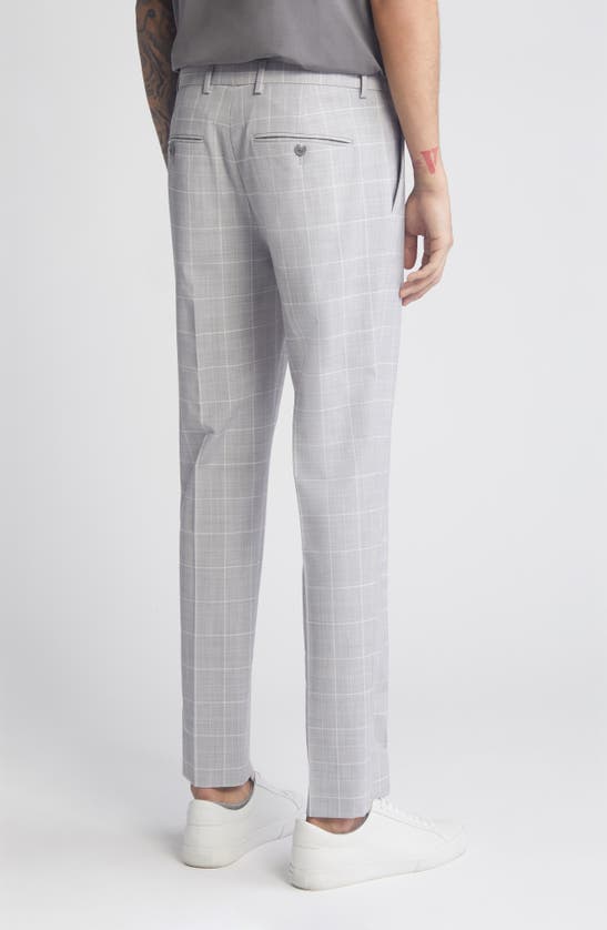 Shop Open Edit Extra Trim Fit Plaid Wool Blend Trousers In Grey Finestra Plaid