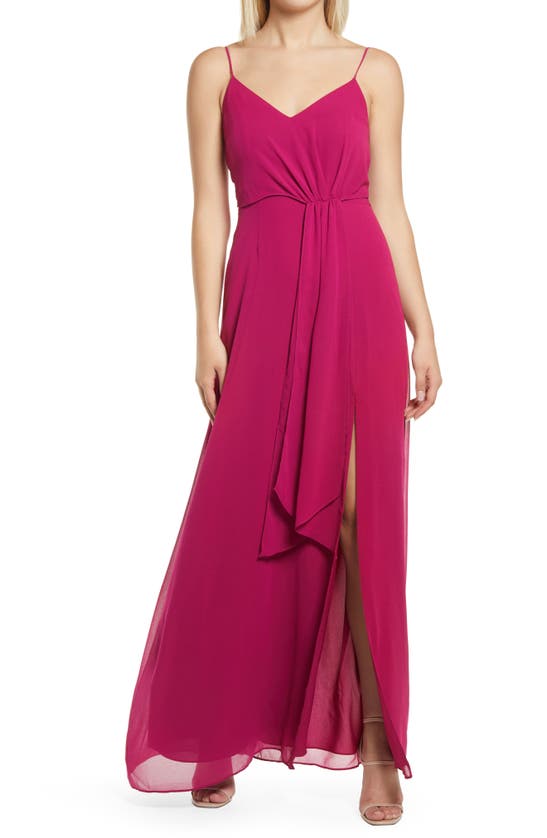 Wayf The Everly Drape Front Gown In Dahlia