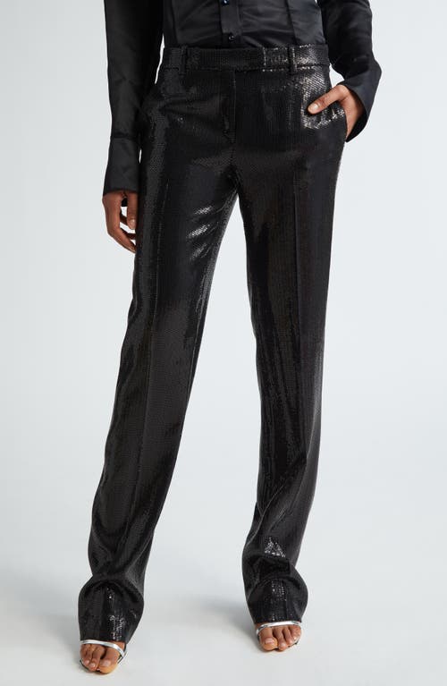 Michael Kors Collection Carolyn Sequin Straight Leg Trousers Black at Nordstrom,