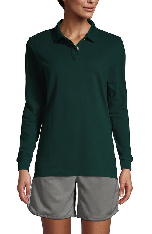 Shop Lands' End School Uniform Young  Long Sleeve Mesh Polo Shirt In Evergreen